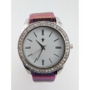 Cannes Watch Women 40mm Case Crystal Bezel Multicolor Strap- New Battery